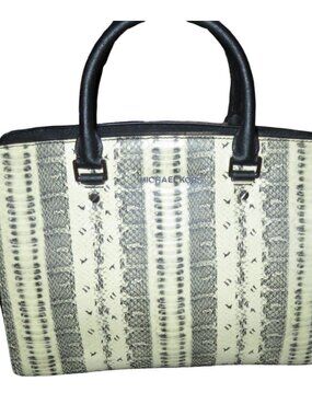 Michael Kors Selma Black & White Python Embossed Leather Tote